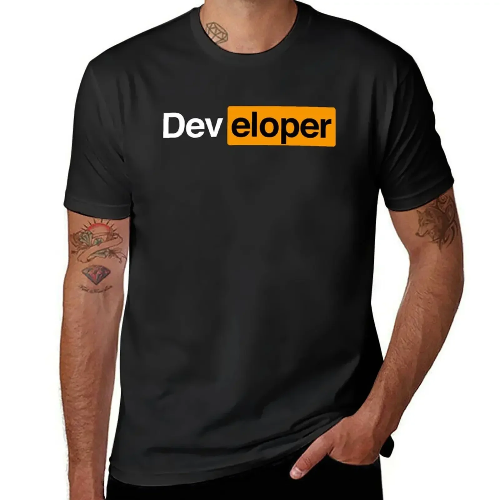 Developer T-Shirt vintage clothes customs design your own plain plain black t shirts men