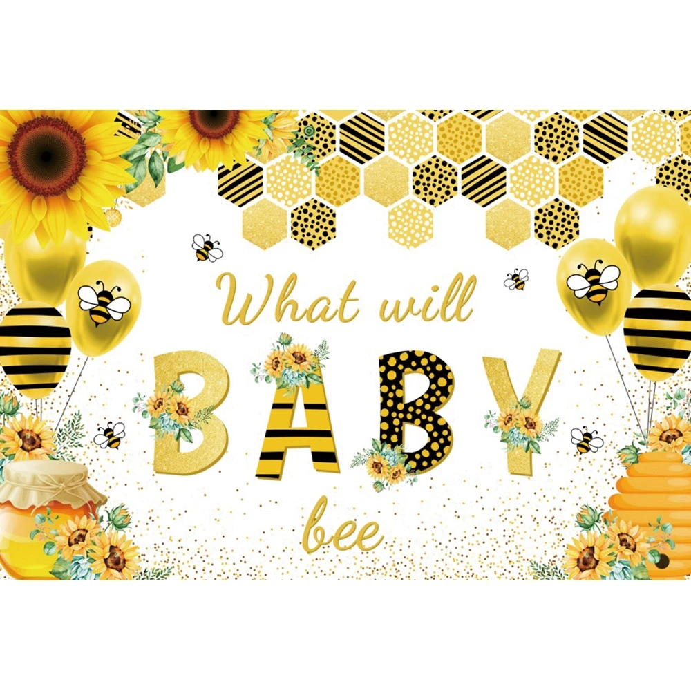 Sweet Little Bee Baby One Birthday Backdrop for Photography Flower Baby Shower Party Decor Background Photocall For Photo Studio