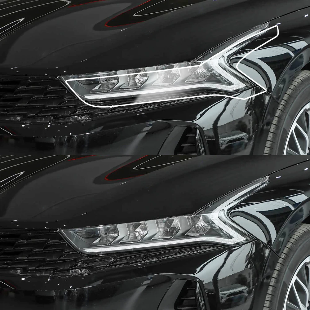For Kia DL3 K5 2021-2023 Premium Pre-Cut TPU Car Headlight Film Smoke Black High-Gloss PPF Anti-Scratch Vinyl Wrapping Film