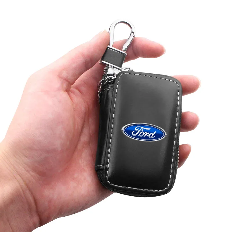 Car Key Holder Pouch Wallet Housekeeper Key Case Mini Card Bag For Ford Mustang Kuga F-150 Raptor ST line Escape Flex Transit