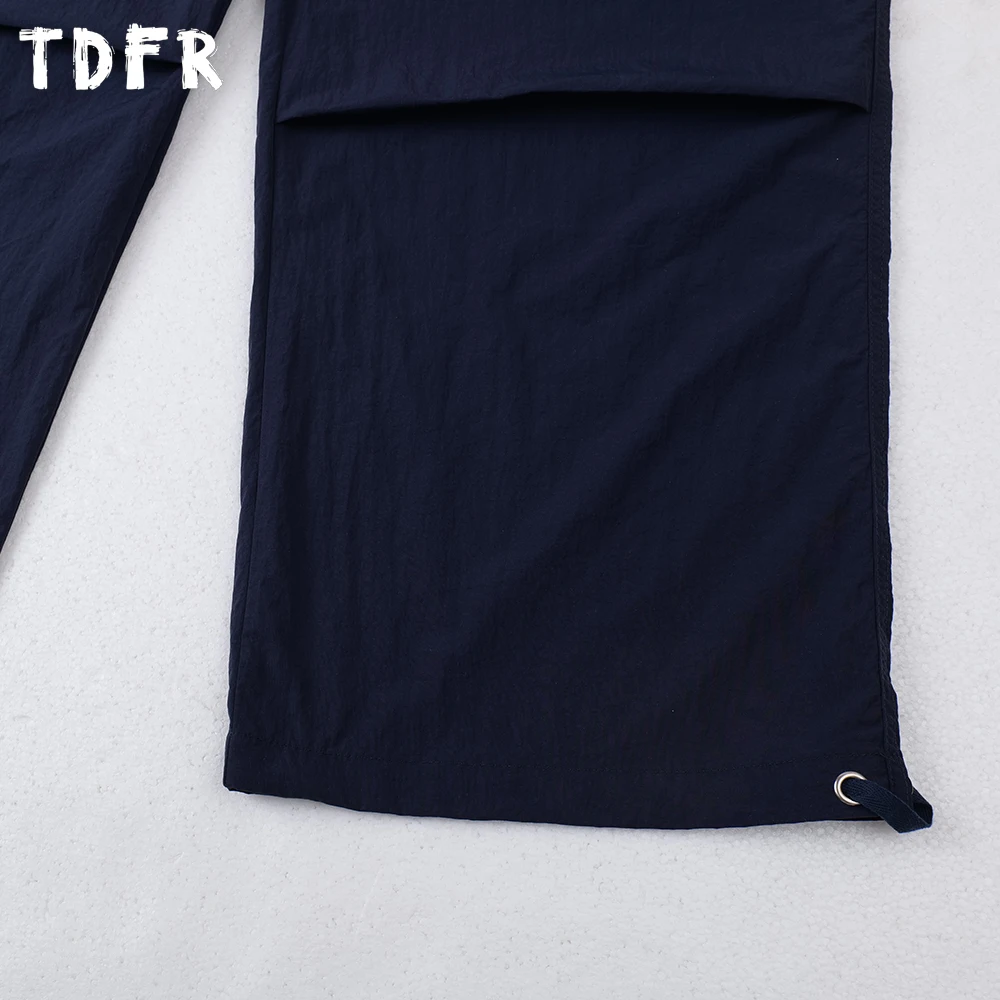 ソリッドカラーカーゴパンツメンズポケットプリーツサファリスタイルストレートだぶだぶジョガーパンツ男のズボン