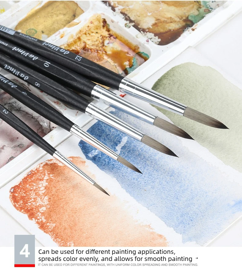 Deutsche Da Vinci Professionelle Malerpinsel, 3373 Nägel-Serie mit Mattschwarz Lackierten Sechseckigen Griffen für Aquarell – Detail 10