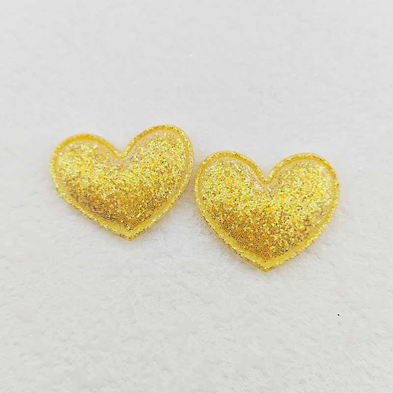 100 Stück 3,5x3 cm Glitzer-Herz-Stoffapplikationen für DIY-Nähprojekte, Kopfbedeckungen, Haarspangen, Schleifen-Dekorationen und Aufnäher für Kleidung und Hüte – Detail 16
