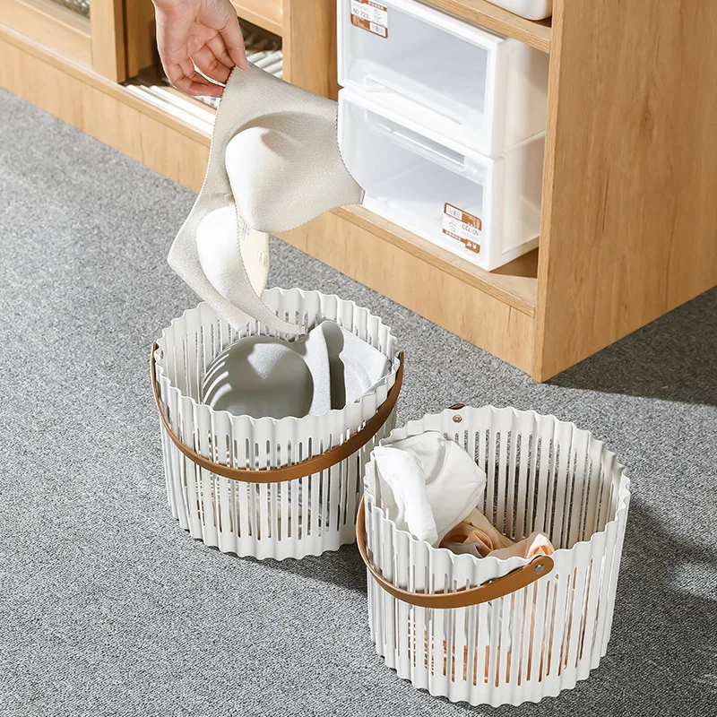 Plastic Bathroom Clothing Basket Woven Picnic Small Hand-held Vegetable Frame Fruit Tabletop Storage Basket Home Furnishings