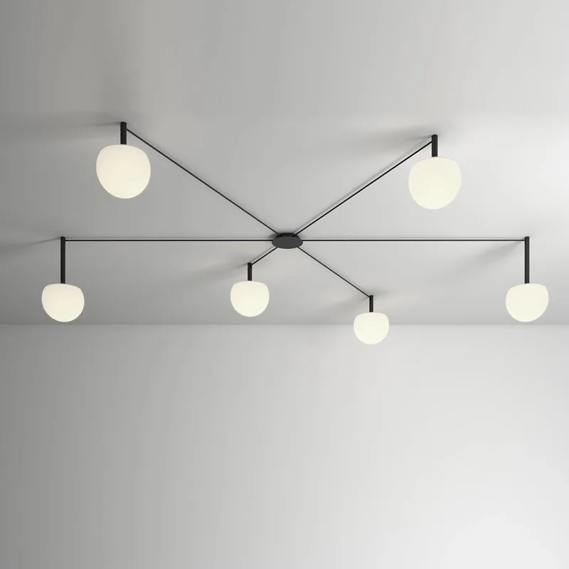 

Spanish Designer Milk White Glass Chandeliers Modern Minimalism Multiple Light Sources Living Room Decoration LED Ceiling Lamp