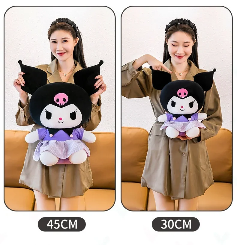 MINISO-Poupées en peluche princesse Kuromi, beurre, ma mélodie, oreiller en peluche de dessin animé, jouets en peluche pour dormir, cadeaux d'anniversaire pour enfants