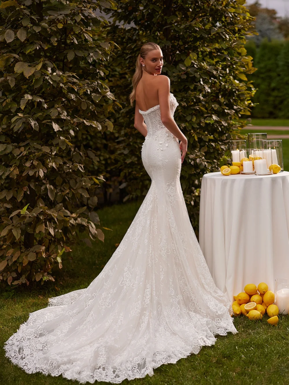 جديد العاج الدانتيل حورية البحر فستان زفاف طويل مع 3D زهرة انفصال كم مطرز ثوب الزفاف فساتين مخصصة للعروس