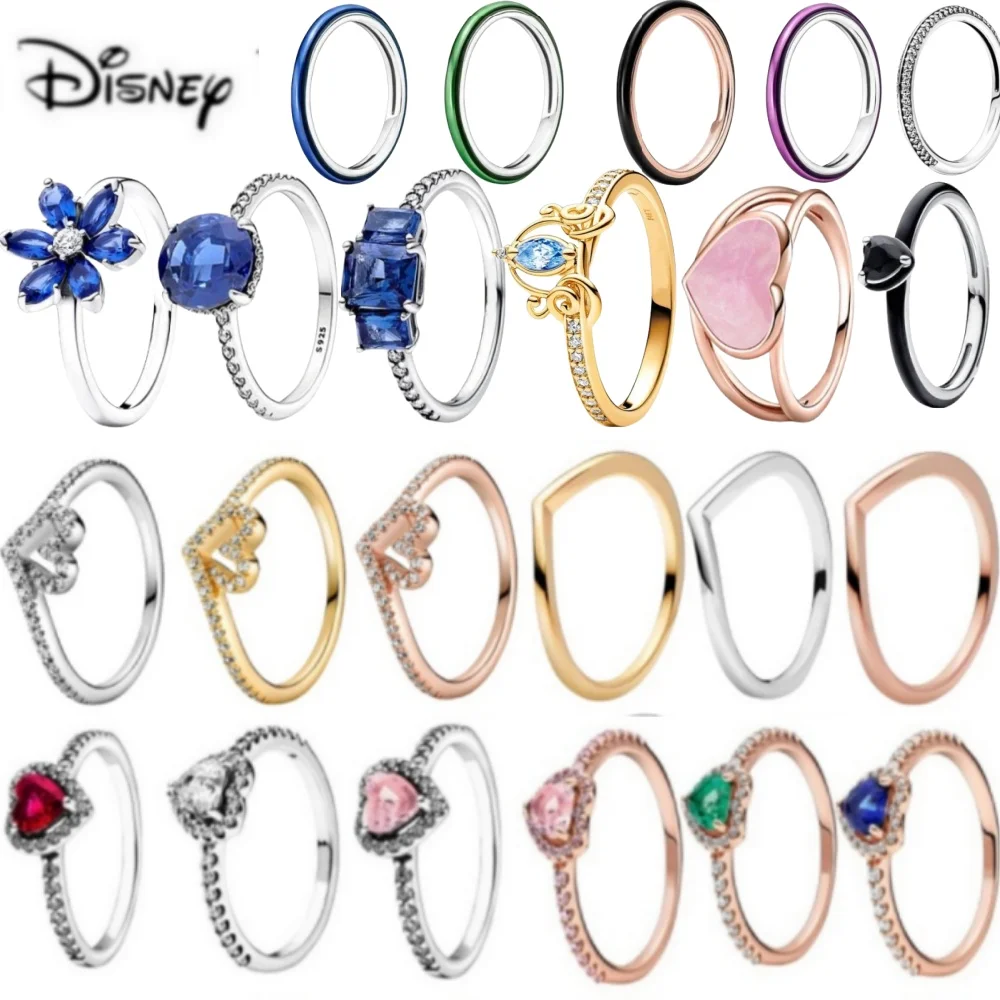 New Disney Beautiful Sapphire Fit Pandora Birthday Valentine's Day Gift Mother's Day Limited Edition Ring