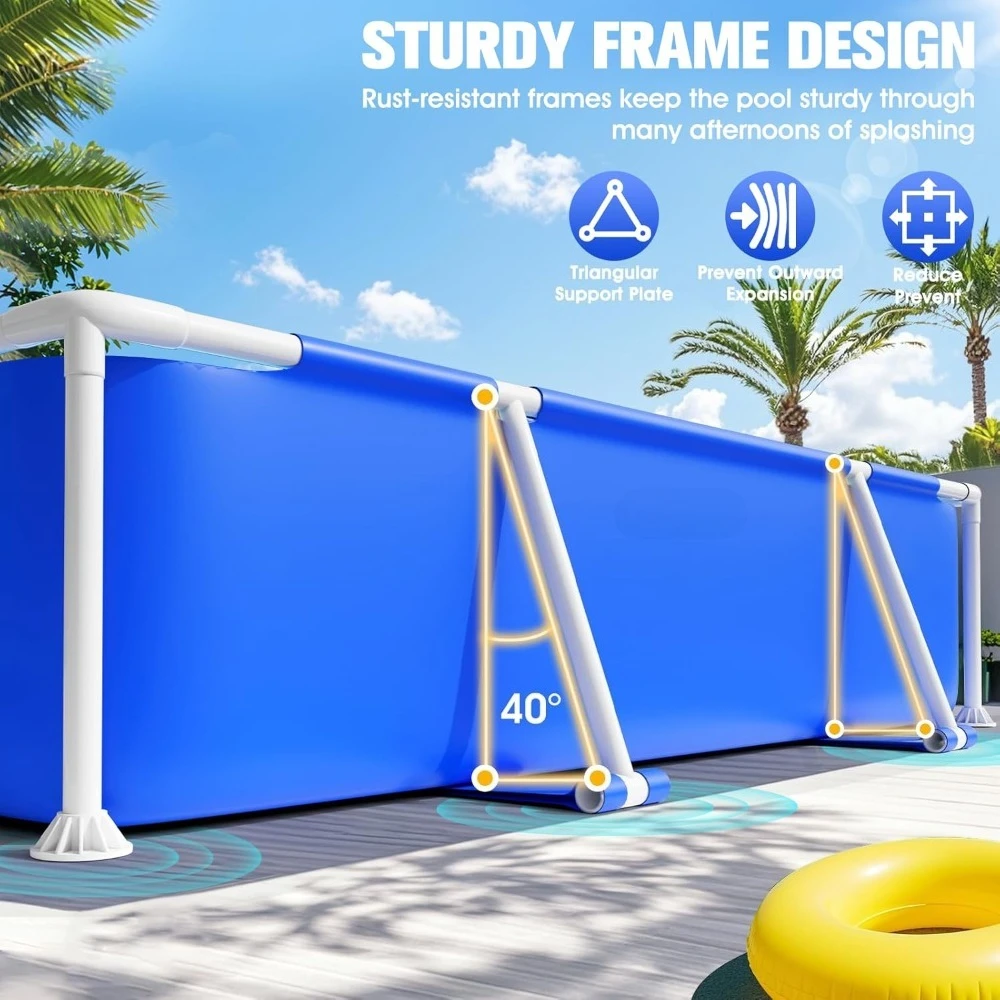 Above Ground Pool,Frame Deep Swimming Pools, Family Pool,Large Above Ground Easy Set, Outdoor Backyard Pools for Kids, Adults