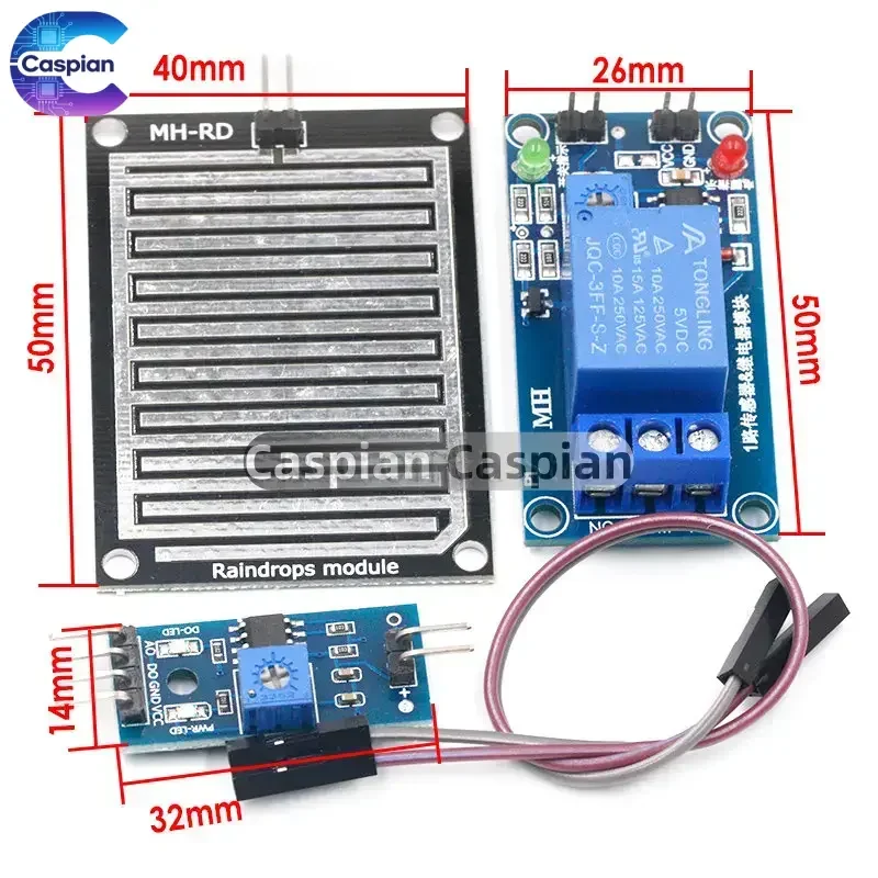 Rain water sensor module + DC 5V 12V Relay Control Module Rain Sensor Water Raindrops Detection Module for Arduin0 robot kit