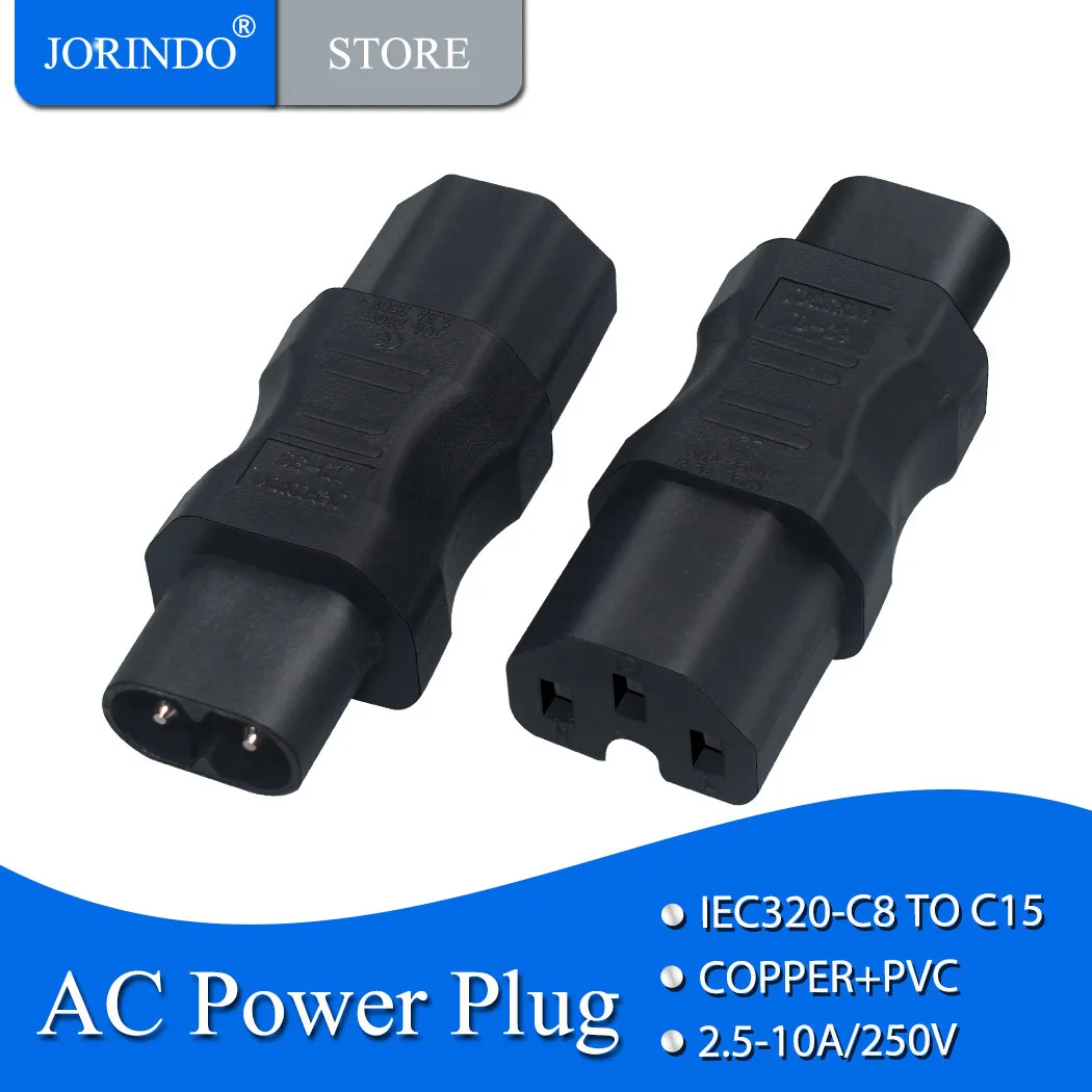 JORINDO 1 قطعة ، IEC320 C8 إلى C15 التوصيل المقبس محول ، الشكل 8 شكل C8 ذكر إلى C15 أنثى راحة محول التوصيل
