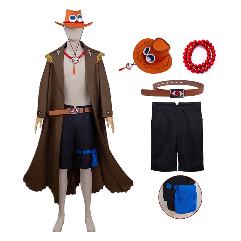 

Ace Cosplay Jacket Shorts Hat Belt Fantasia Costume For Adult Men Fantasy Roleplay Outfits Halloween Carnival Disguise Suit