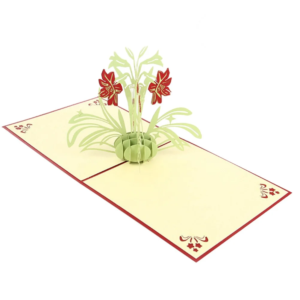 

2 Pcs 3D Paper Carved Daffodils Greeting Cards 15x15cm Pop up Cards for Birthday Wedding Anniversary Occasions
