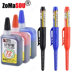 NEW Long Head Nib Deep Hole Markers Pen 20mm/45mm Waterproof White Tile Carpenter Pen for Woodworking Black/Blue/Red Ink