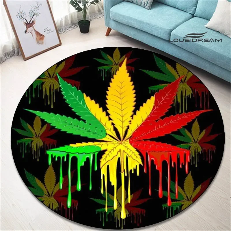 Bob Marley Lion Maple Leaf Round Carpet Non-slip carpets kitchen mat cute rug Outdoor carpet washroom floor mat birthday gift