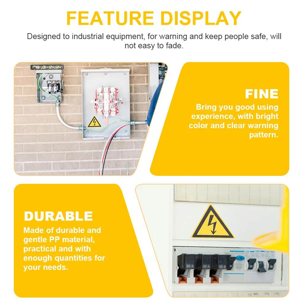 مجموعة واحدة من ملصقات التحذير المتينة للصدمات الكهربائية ملصقات التحذير للمعدات الصناعية علامة السلامة مادة Pp ملصق مقاوم للصدمات #4