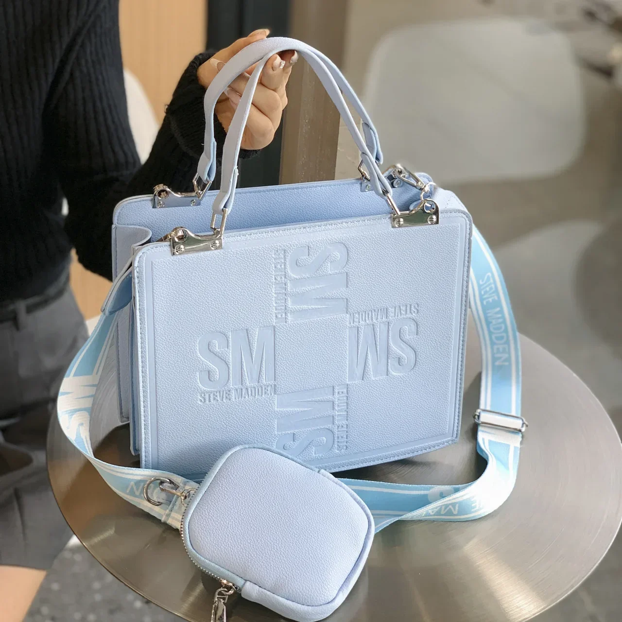 

2025 Women's Y2K Monogram Debossed Tote Convertible Straps Hidden Pockets Retro Nostalgic