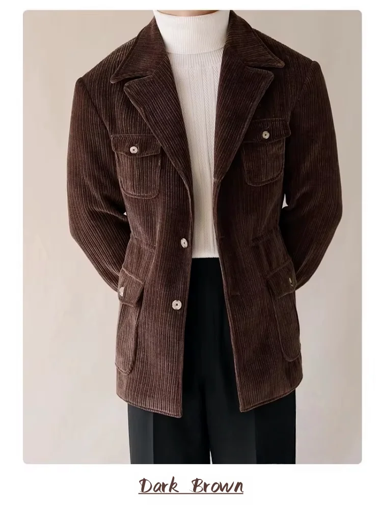 เสื้อแจ็คเก็ตผ้าลูกฟูกสำหรับผู้ชาย ชุดสูทผู้ชายสุดหรู เสื้อทำงานใส่สบาย เสื้อเบลเซอร์ผู้ชาย เสื้อแจ็คเก็ตผู้ชายสุดหรู เสื้อผ้าทำงานฤดูหนาว เสื้อโค้ทผ้าริบ