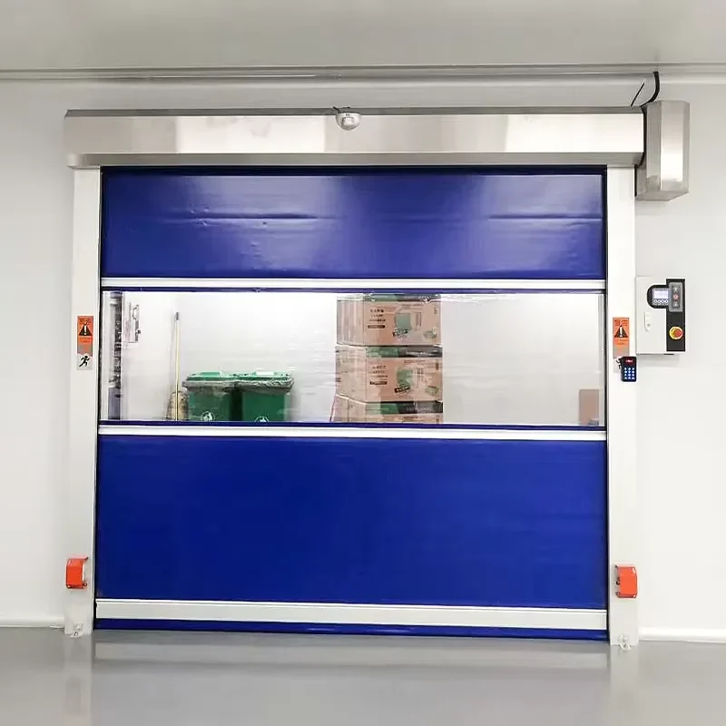 Customized Size High Speed Minimalist Workshop Interior Rolling Shutter Door PVC Roll up Transparent Finished Surface