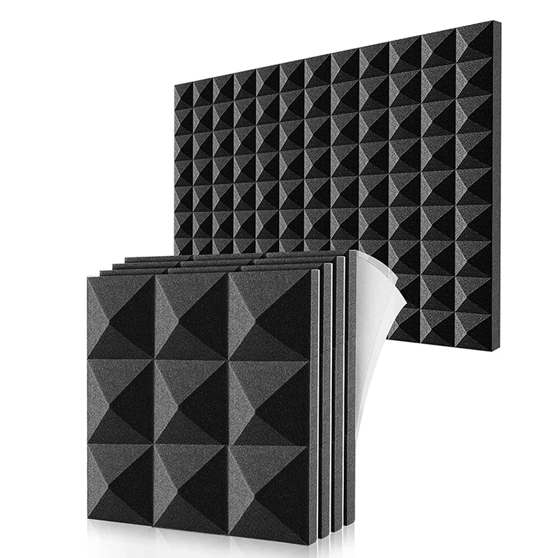 12 Pieces Acoustic Foam Board,Self-Adhesive Sound-Proof Foam Board,Wall Reduce Noise Foam,For Music Studio,Etc,5X30x30cm