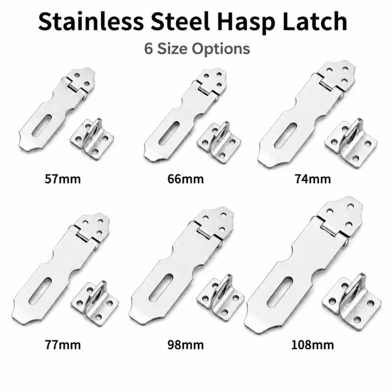 1set Stainlessss Steel Anti-Theft Hasp Silver Stainlesss Steel Lock, Door Drawer Cabinet Door Padlock Lock Plate