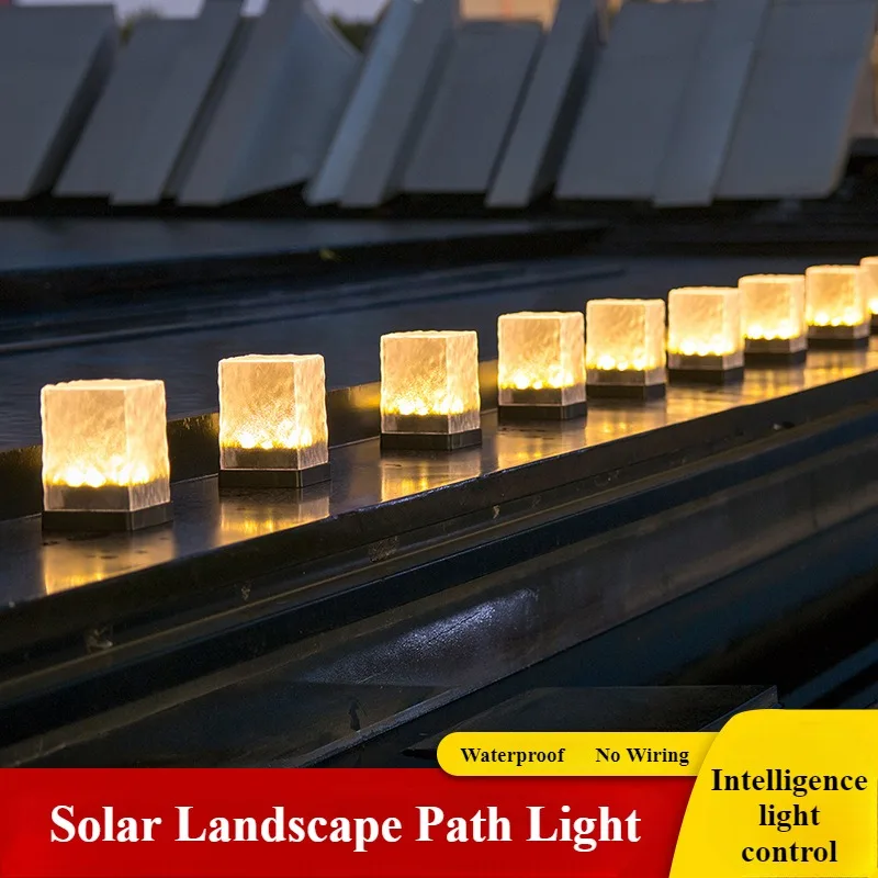 

Трехцелевой солнечный уличный светильник из ледяного кирпича, садовый светильник на солнечной энергоэффективный, водонепроницаемый уличный светильник для газона