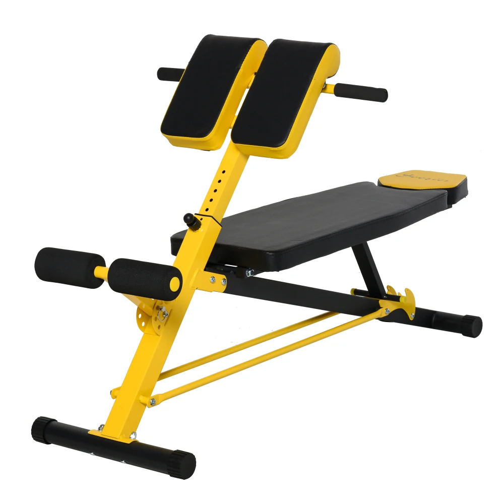 Soozier Banco de pesas con mancuernas de extensión hiper ajustable, soportes de espuma para piernas, abdominales para ejercicio, brazos, núcleo, entrenamiento de fuerza