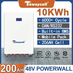 Akumulator LiFePO4 48V 200Ah 10KWh Power Wall 6000 Cycle Lithium Iron Phosphate Buitl-in BMS CAN RS485 Monitor EU US Tax Free