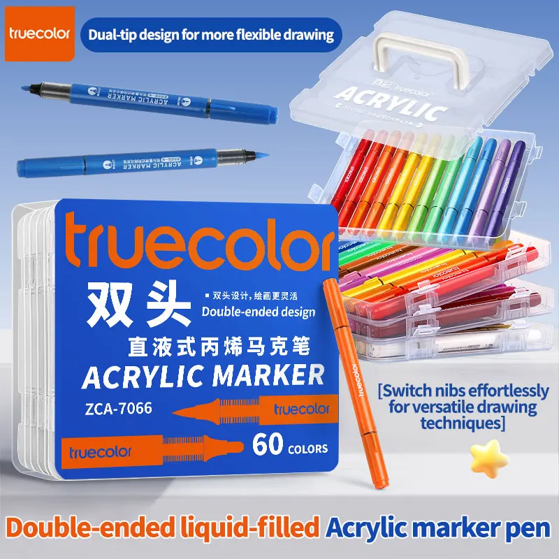 

Маркеры акриловые жидкие двухсторонние Truecolor, штабелируемые, для рисования на запястье, художественные принадлежности для творчества