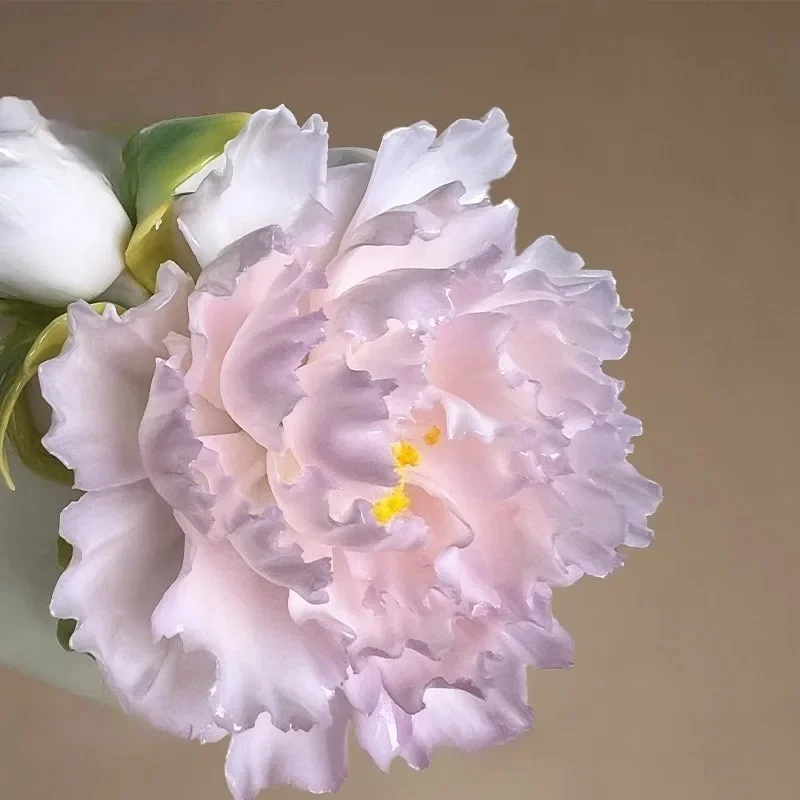 Peony flower hand-squeezed cup Pure hand-squeezed flower ceramic flower ceramic tea  coffee  master