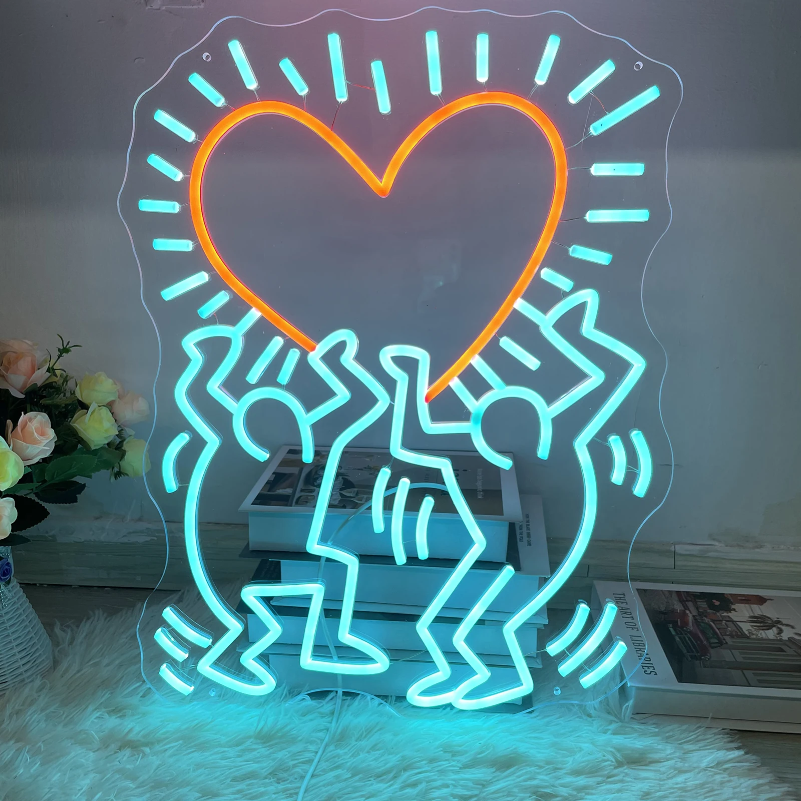 Double Love Art Neon Sign Handmade Neon Sign For Hair Beauty Salon Neon Business Sign Modern Neon Sign