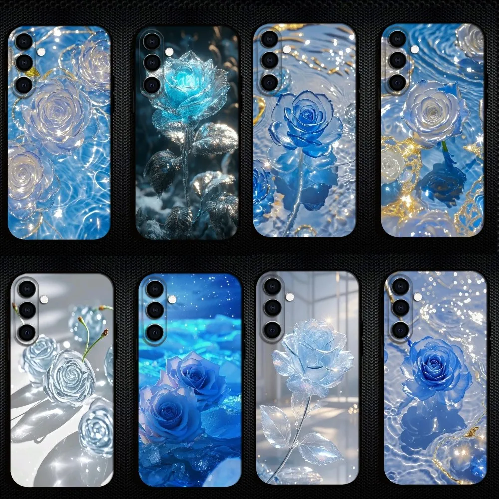

Crystal Rose Phone Case For Samsung Galaxy A73/A72/A71/A70/A53/A52/A51/Others Soft Black Shell