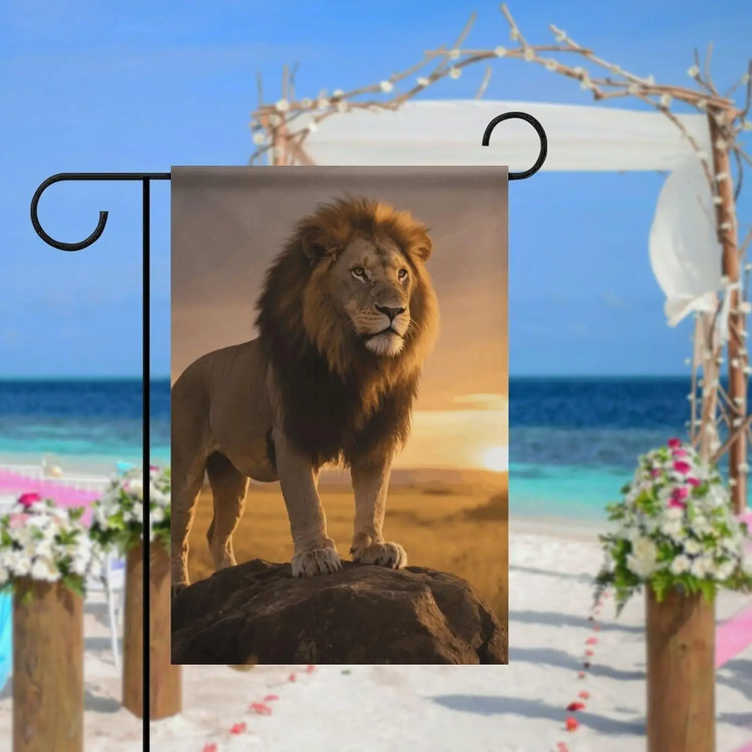 Cool Lion Garden Flag 12x18 Inch Double Sided - All Weather Polyester, Fade Resistant Outdoor Decorative Flag for Yard, Pati PPM