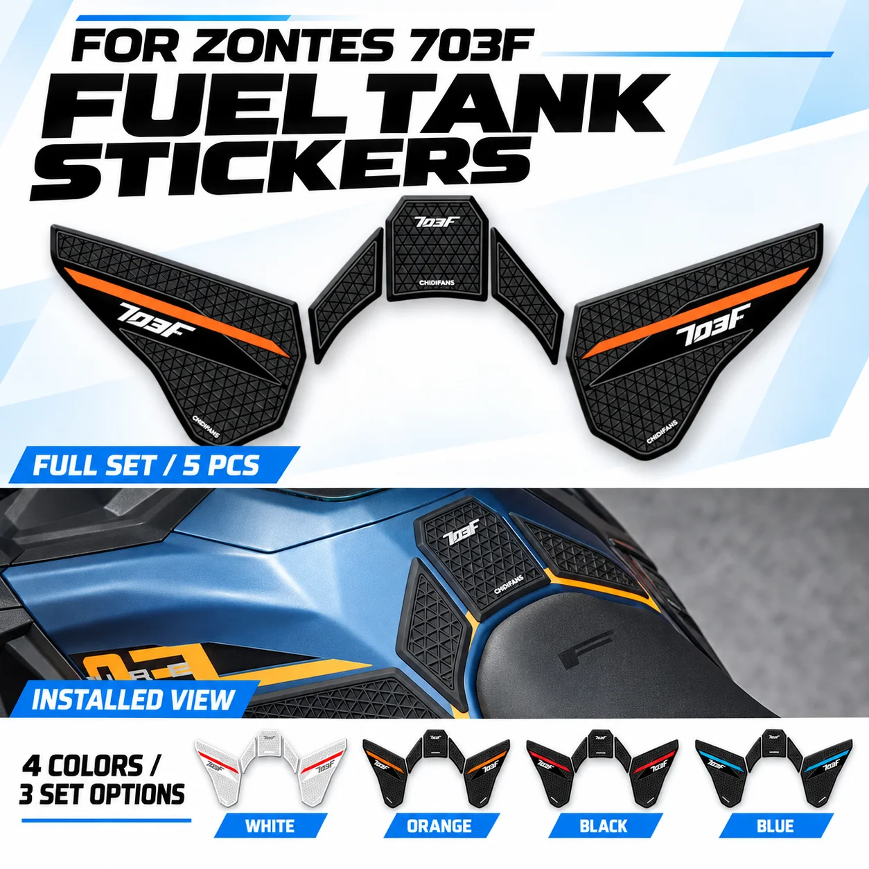For ZONTES 703F 2024-2026 Tank Pad Anti-collision Sticker Body Decal