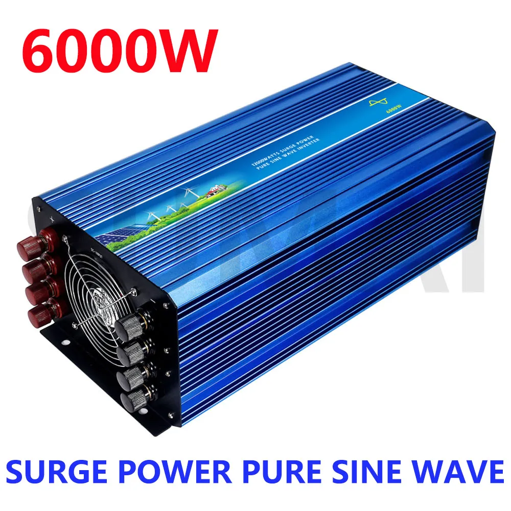 6000W Off Grid Sine Wave Pure Inverter Input 12V/24V/48V/96V/110V 110V/220V/230V/240V DC Output 50Hz