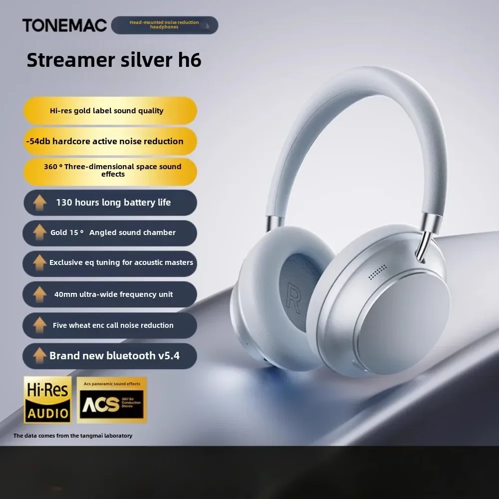 

TONEMAC H6 headset active noise reduction wireless Bluetooth long battery life stereo sound call noise reduction high quality