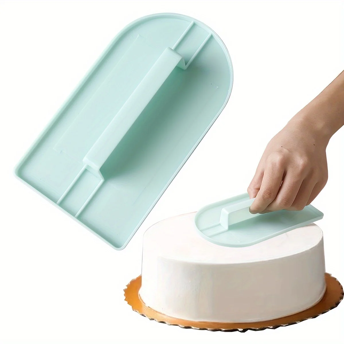 1pc Cake Decorating Smoother Tool with Handle - Plastic Icing Spatula for DIY Baking, Fondant Cake Surface Polishing