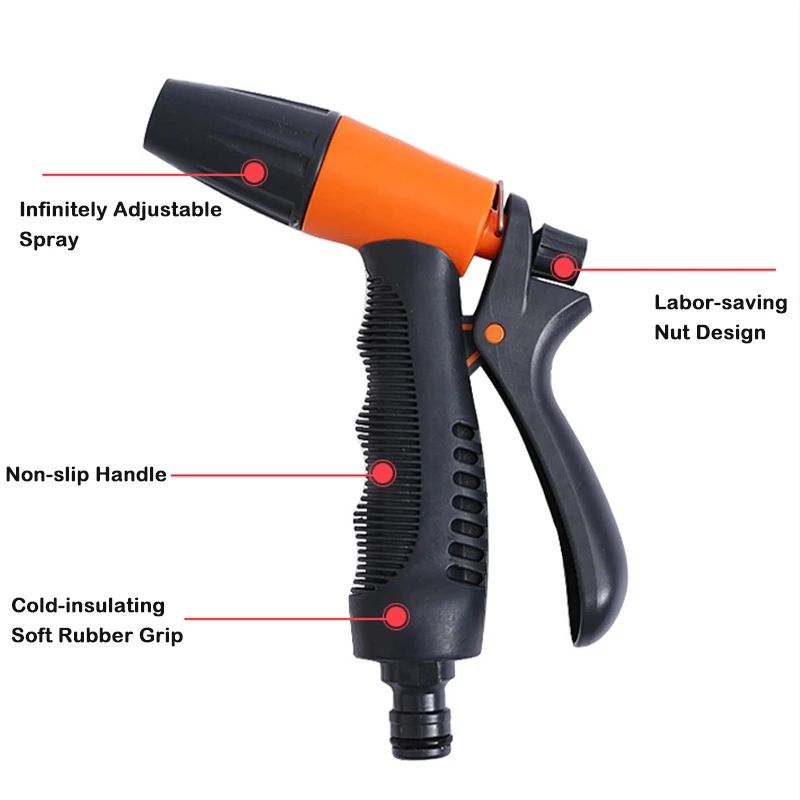2-Function High Pressure Water Gun, Adjustable Garden Nozzle for Home Car Washing & Flower Watering