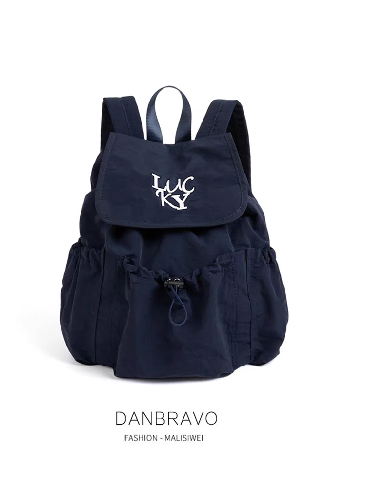 

Korean Sle Nylon Double oulder Bag for Women Casual Commuter Travel Bapa Lightweight Water Resistant Student Bookbag