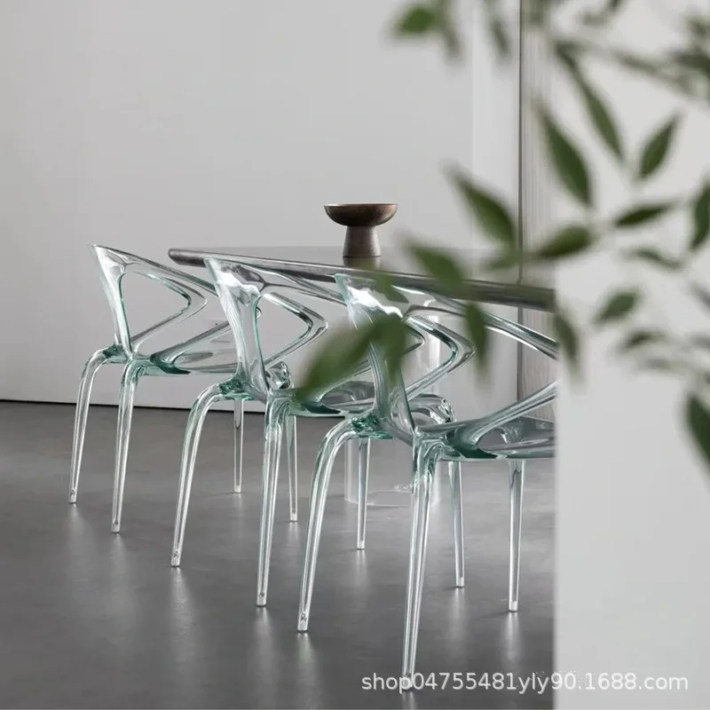 Simple modern hotel lobby negotiation area transparent resin backrest chair bar restaurant acrylic stool home