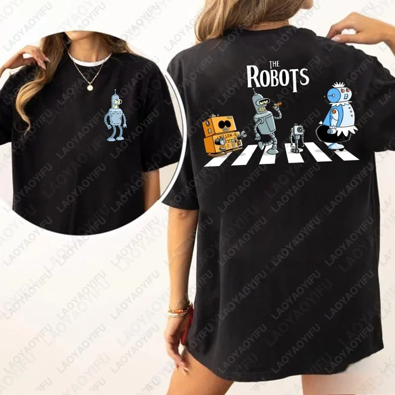 Futurama Robot Print Bender Robot Parody Graphic Unisex Cotton T-Shirt Summer Casual Wear Trendy Tee Funny Sci-Fi Lover Tee