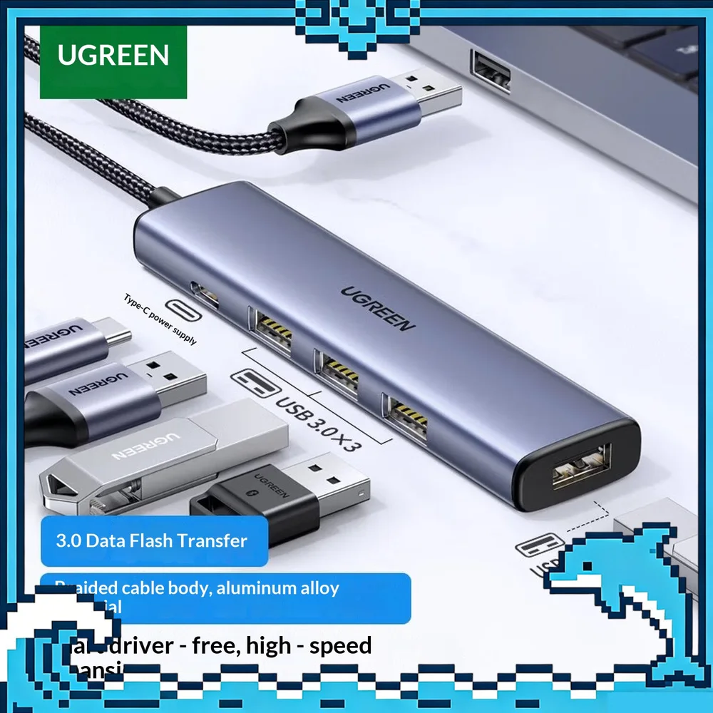 UGREEN CM473 20805 USB 3.0 Hub 4 Port High Speed USB Splitter Expansion Adapter 0.2m Cable for Laptop Computer