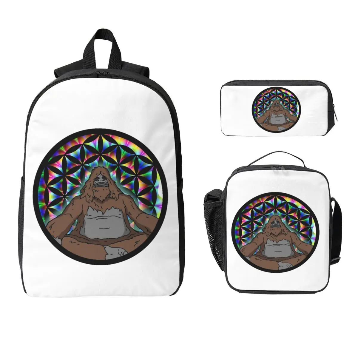 

Big Lez Sassy The Sasquatch Higher Being Backpack Student Boys Girls BookBag School Bag 3ps Insulated Lunch Bag Pencil Case