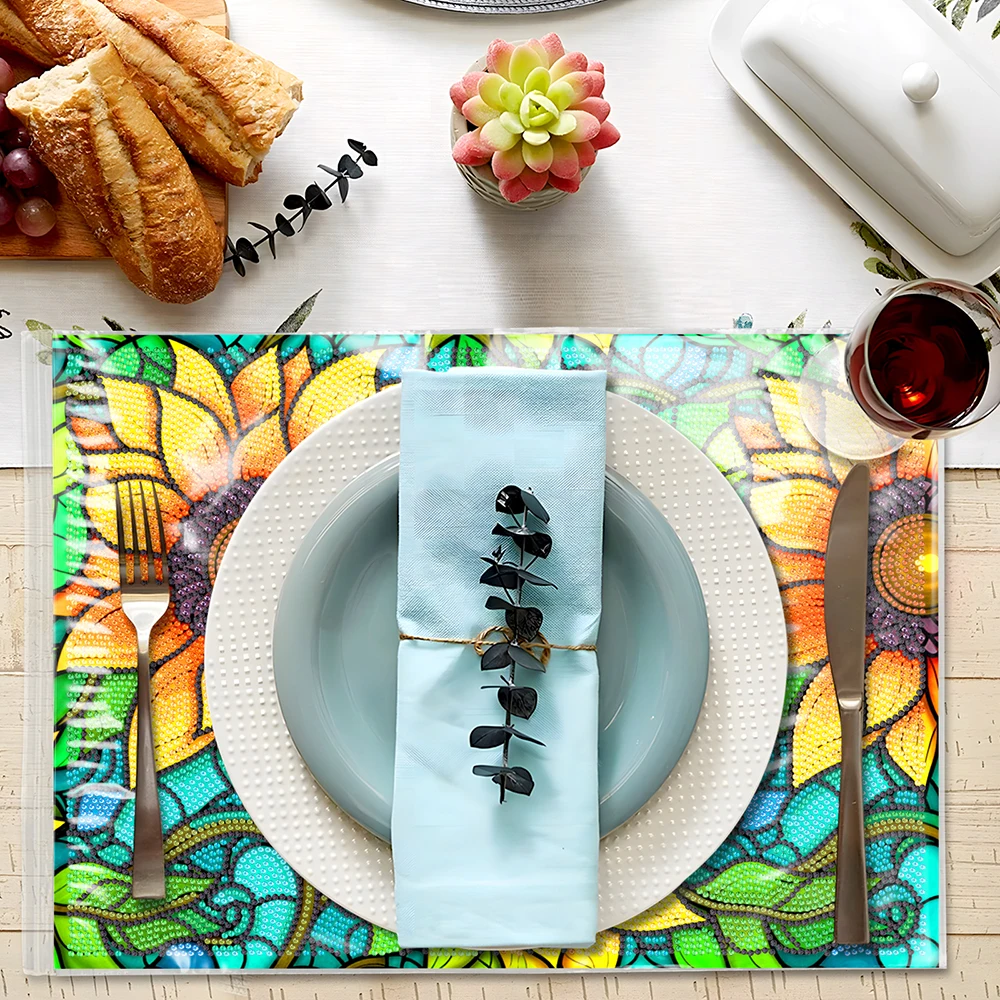 HOMFUN Flower Diamond Painting tovagliette tovagliette antiscivolo resistenti al calore per tavolo da pranzo decorazione della cucina interna regalo