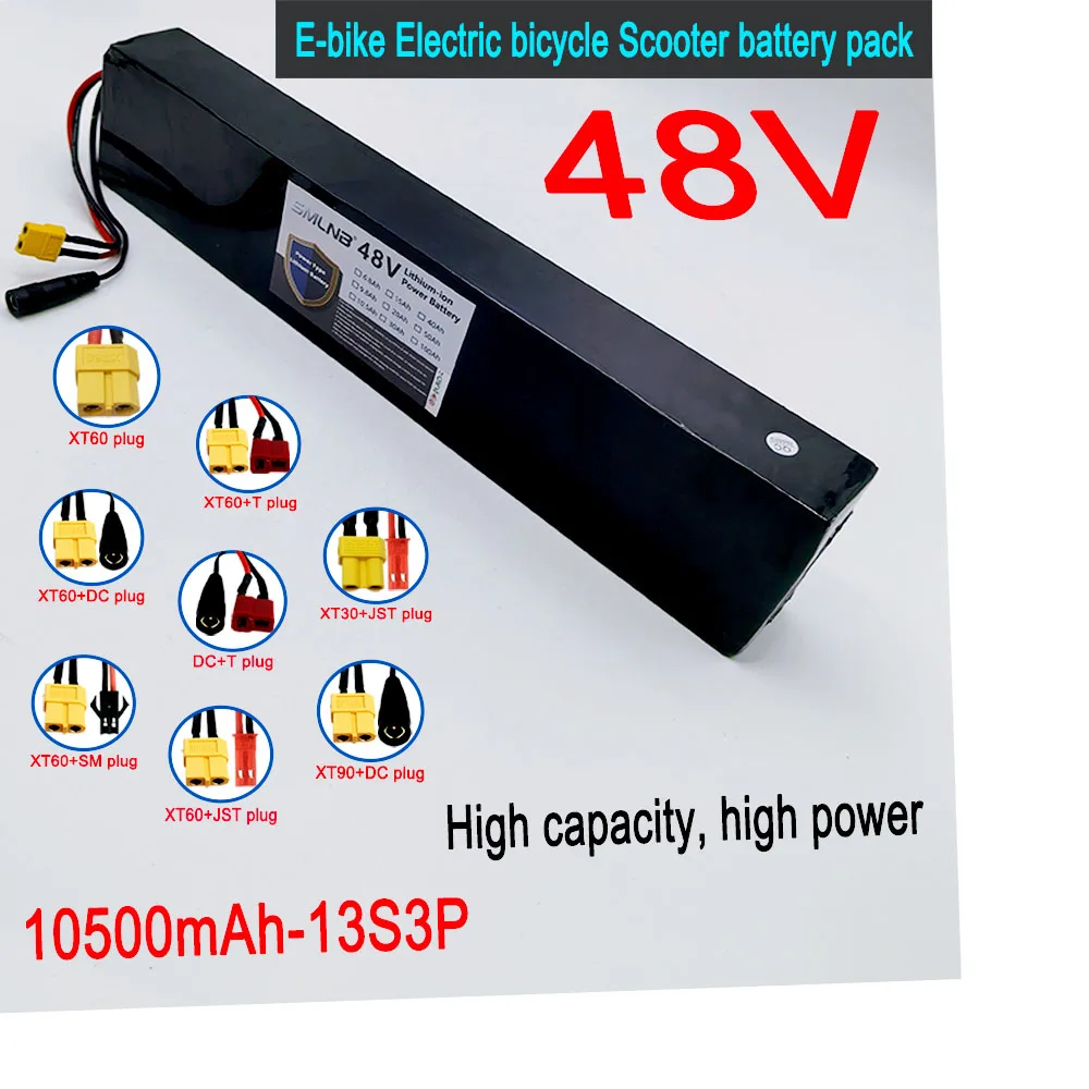 

13S3P 48V 10.5Ah 2000W motors with BMS Lithium Ion Battery Pack +54.6V Charger Suitable for E-bike Electric Bicycle Scooter