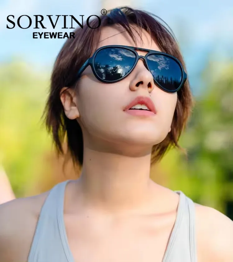 SORVINO Trend Retro Aviation Sunglasses Tortoiseshell Gradient Men Vintage Rivet Women Brand Design Oversized Pilot Sun Glasses