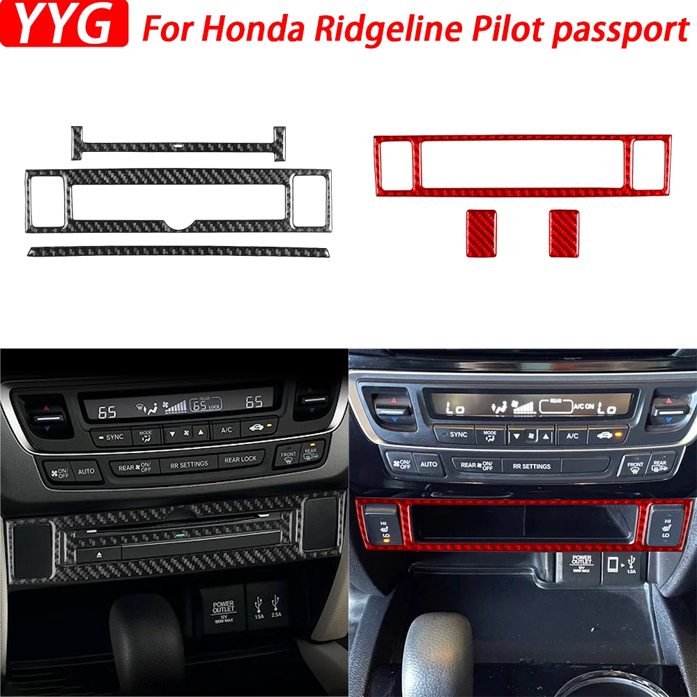 

For Honda Ridgeline 17-20 Pilot 16-22 Passport 19-23 Carbon Fiber Central CD Radio Control Panel Cover Car Accessories Sticker