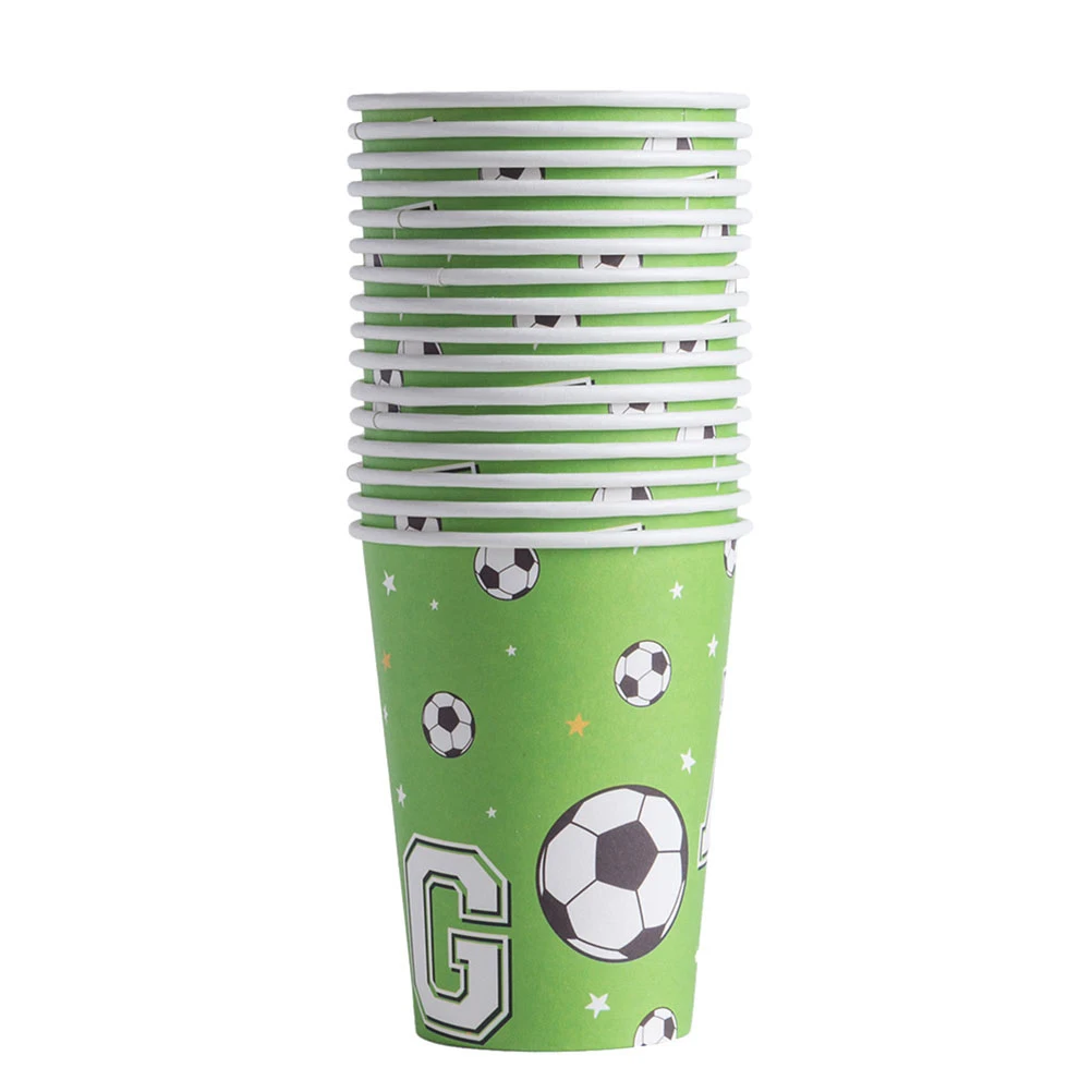 

1Set Disposable Soccer Paper Cups Green Eco Friendly Paper Cups Party Supplies for Soccer Lover Birthday Party Premium