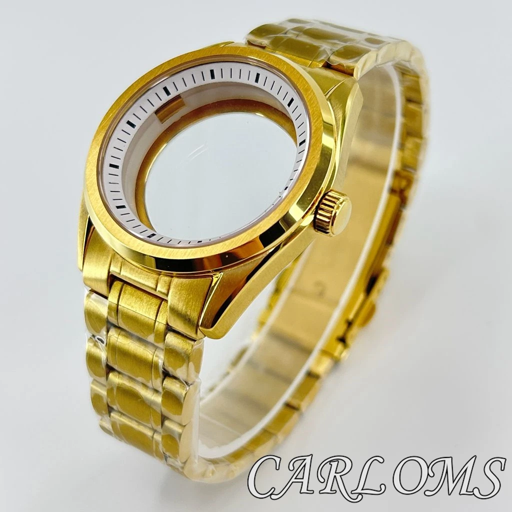 

TOP 40mm NH34 NH35 NH36 4R35 4R36 NH38 NH39 NH70 NH72 Gold Watch Case Bracelet Sapphire Crystal Black Blue White Ring