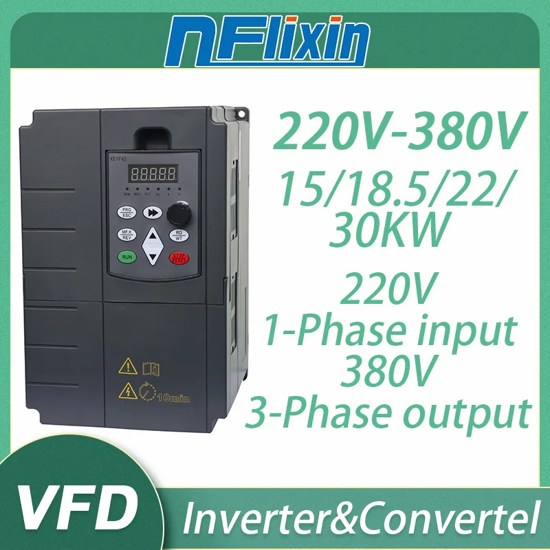 

Converter 220v single phase input to 380v three phase Output 15kw-30kw VFD Variable Frequency Drive Inverter